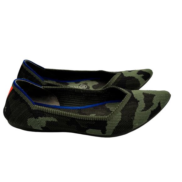 Rothy's The Point Olive Camo Knit Pointy Toe Ballet‎ Flats Womens Size 9 - Picture 4 of 9